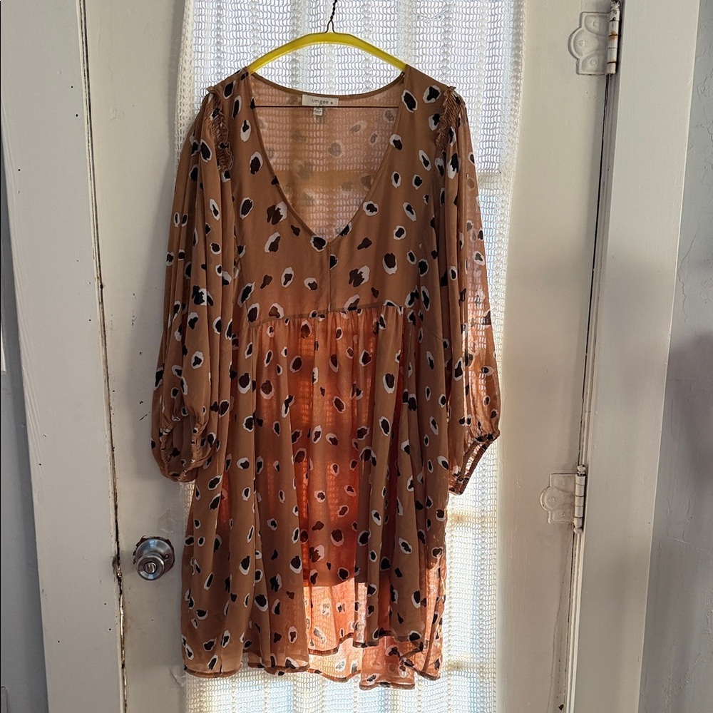 UMGEE Animal Print on mocha dress - 2xl